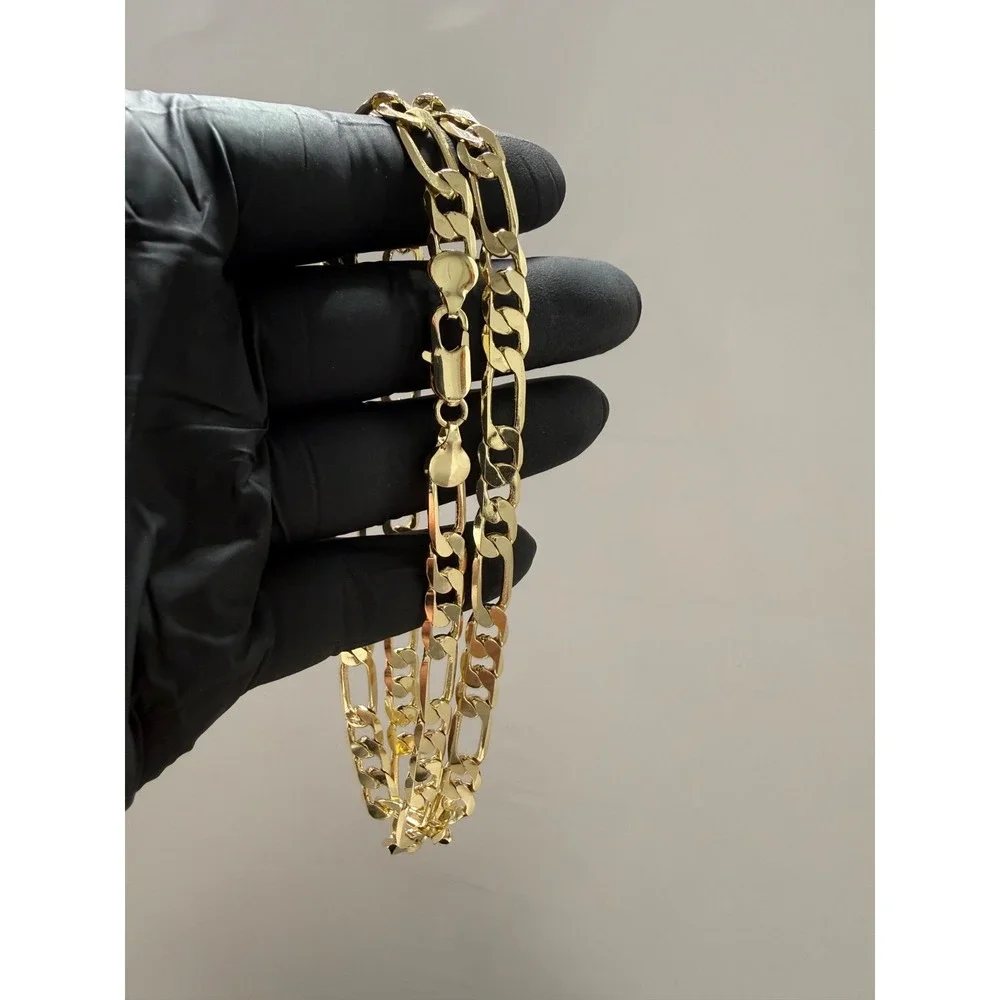 figaro necklace chain 14k gold layered 27.5 inch 7.5mm lobster clasp